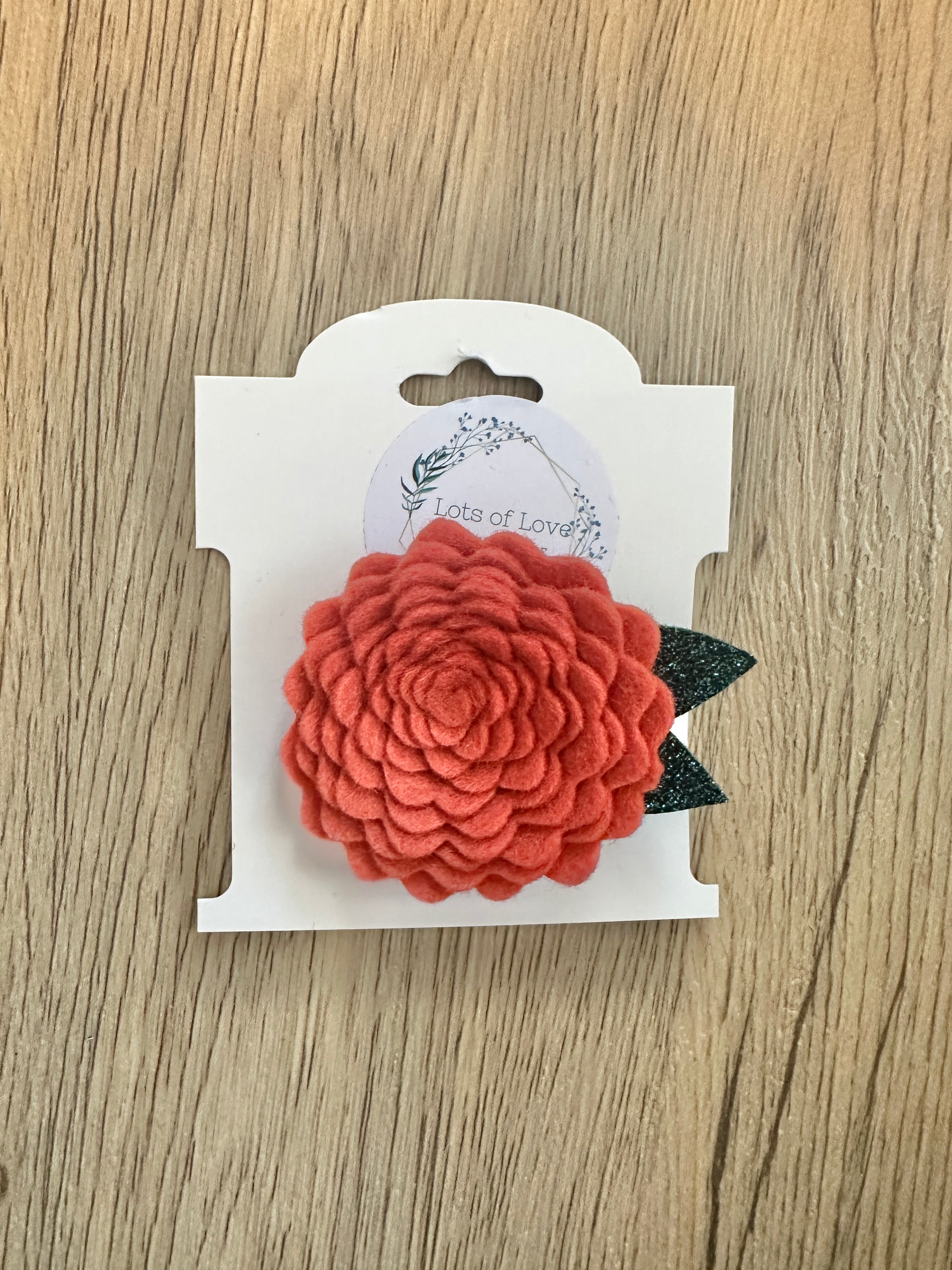 Papaya Felt Flower Clip