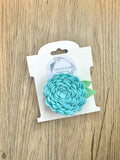 Aqua Glitter Felt Flower Clip