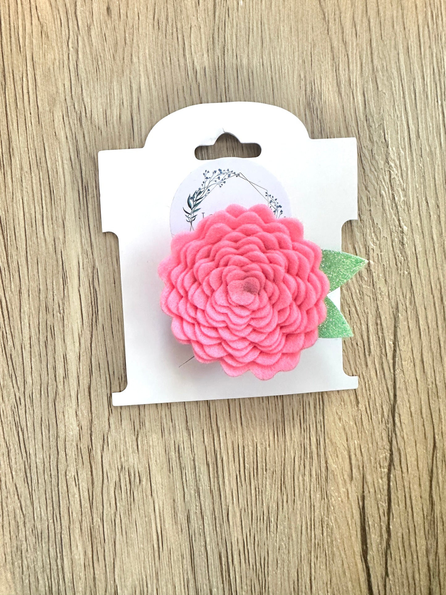 Neon Pink Felt Flower Clip