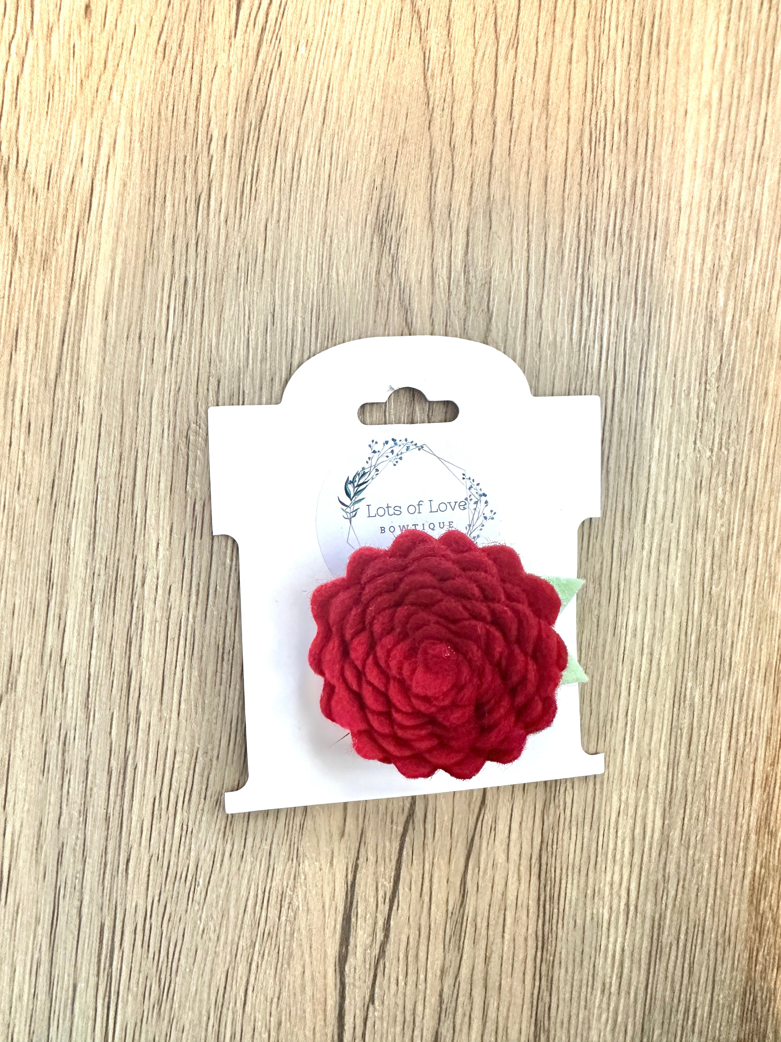 Red Felt Flower Clip