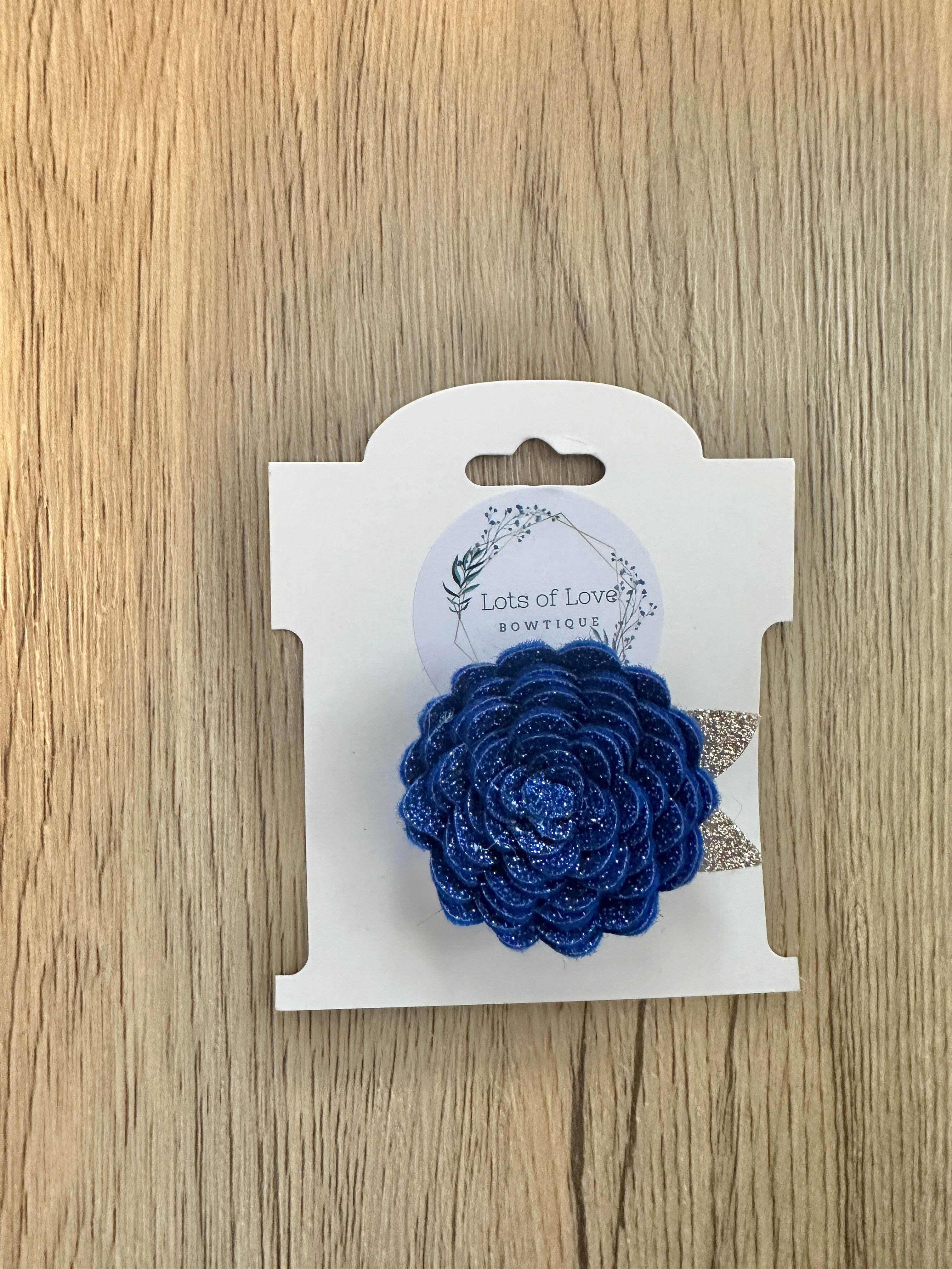Navy Glitter Felt Flower Clip