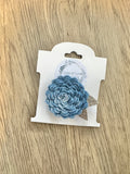 Steel Blue Glitter Felt Flower Clip