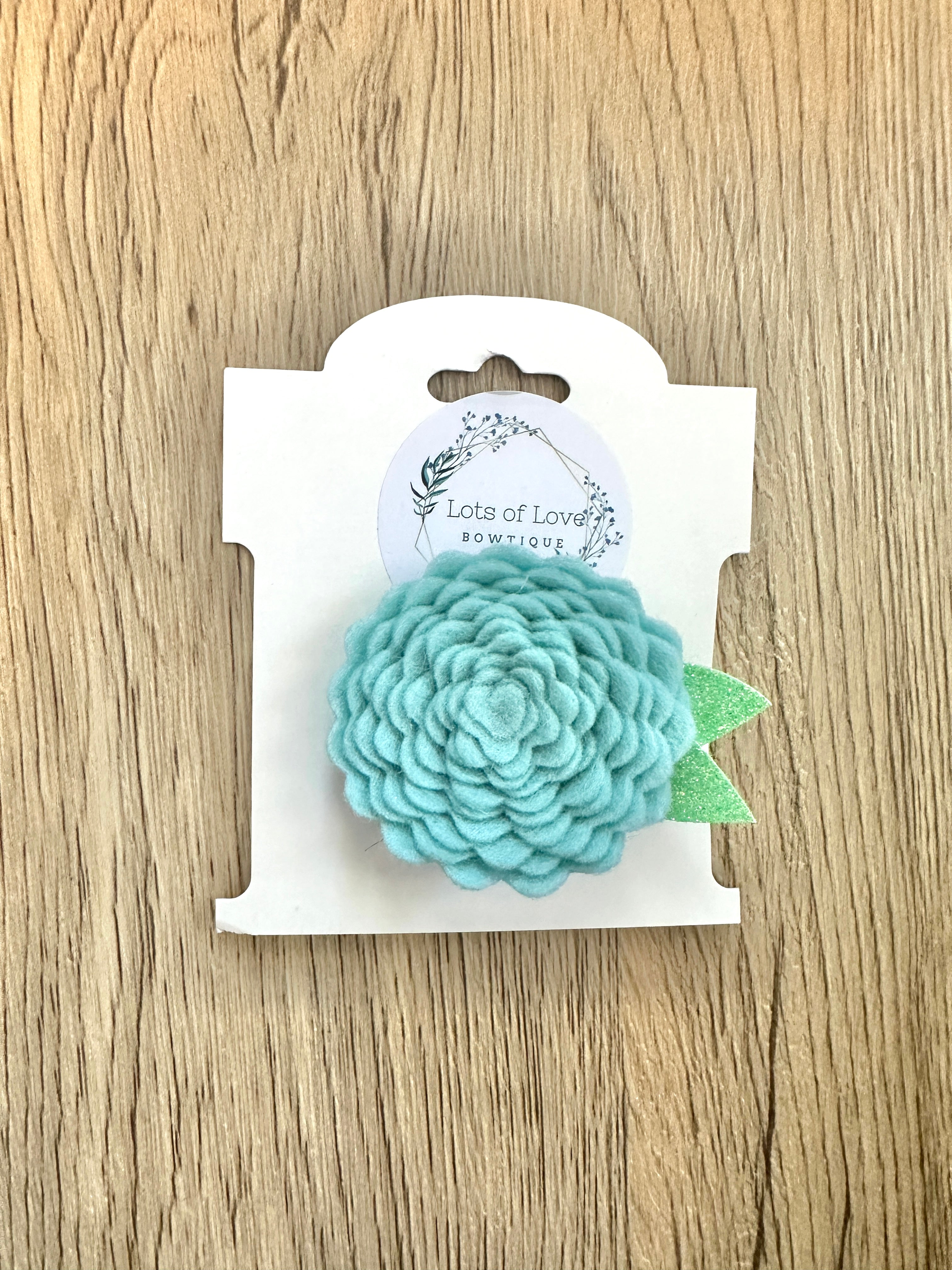 Aqua Felt Flower Clip