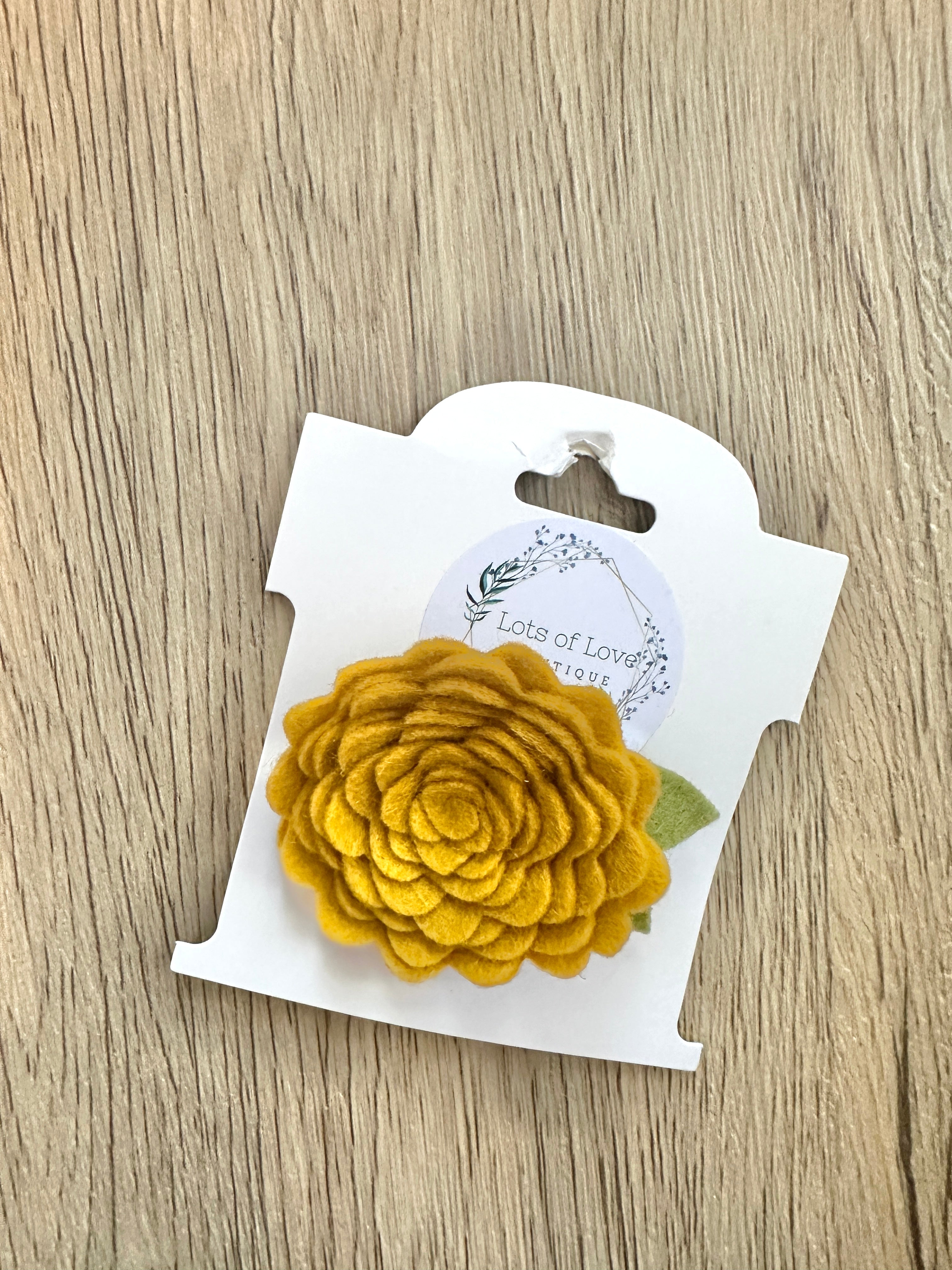 Mustard Felt Flower Clip