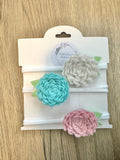 Pink, White, and Aqua Felt Flower Headband set