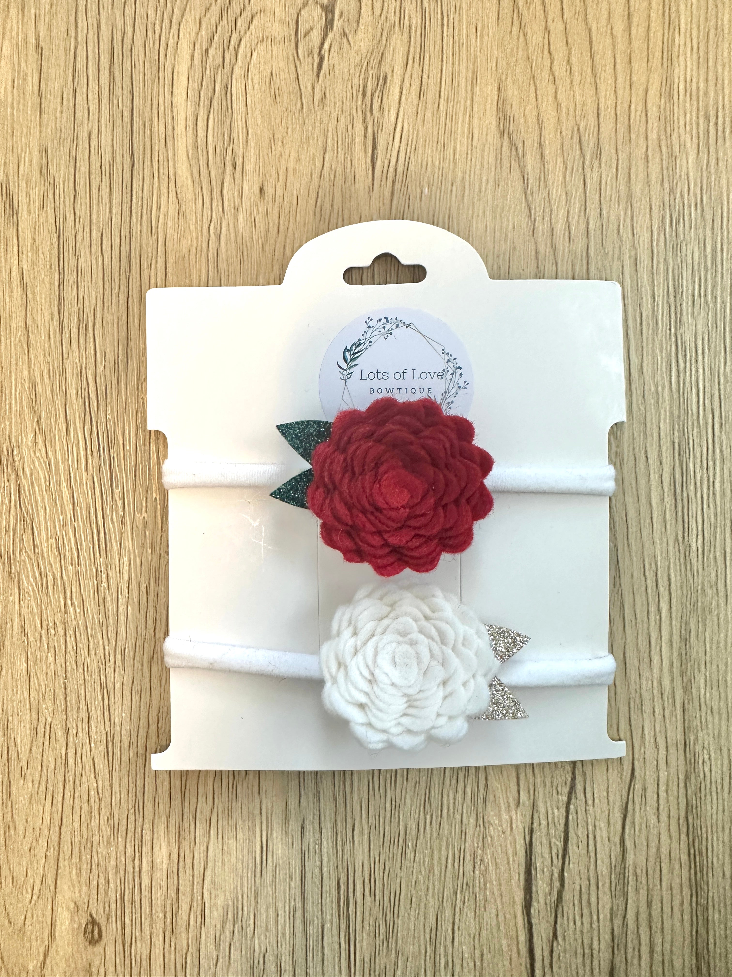 Red and White Headband Set