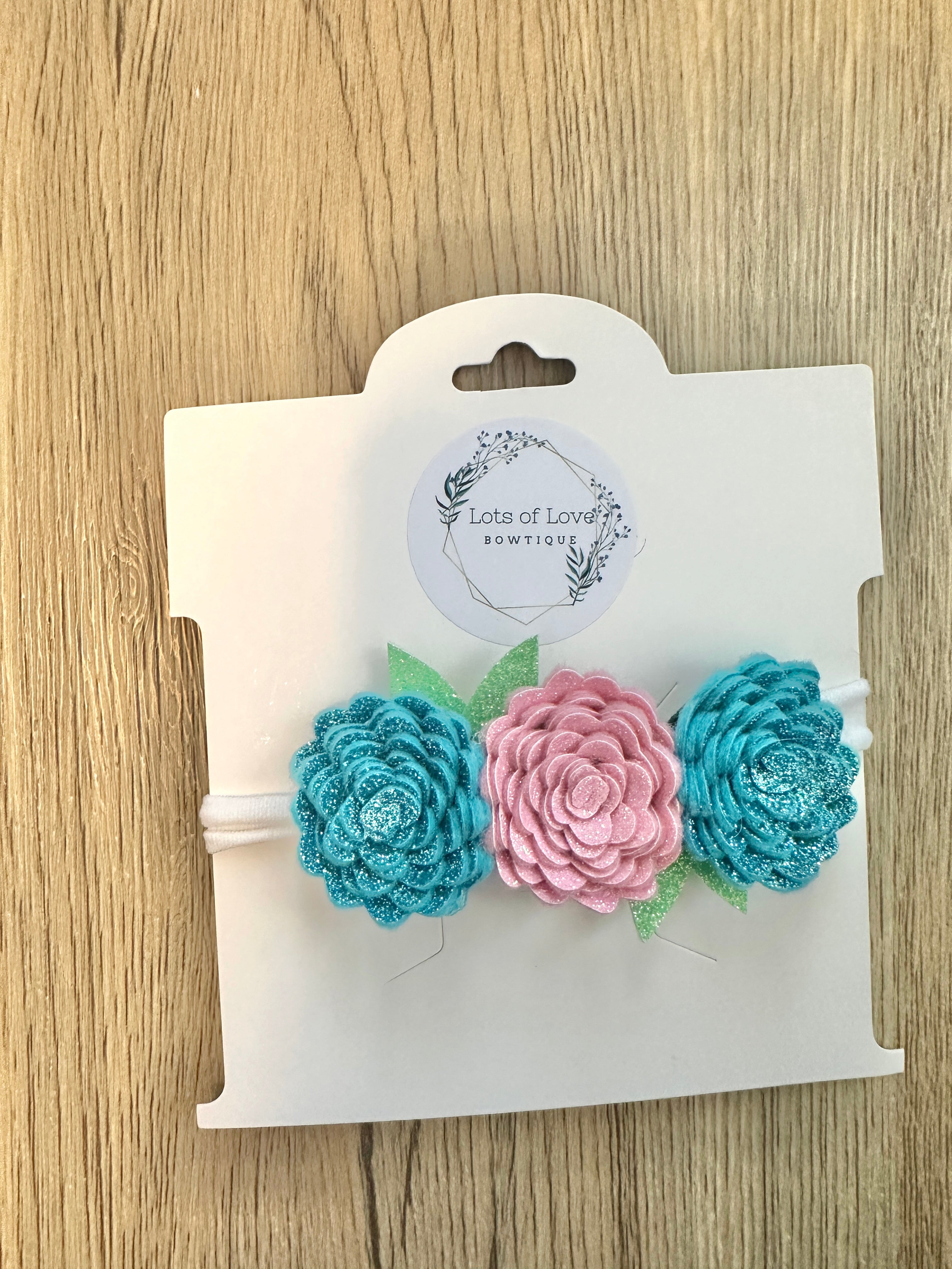 Robins Egg and Pink Glitter Headband