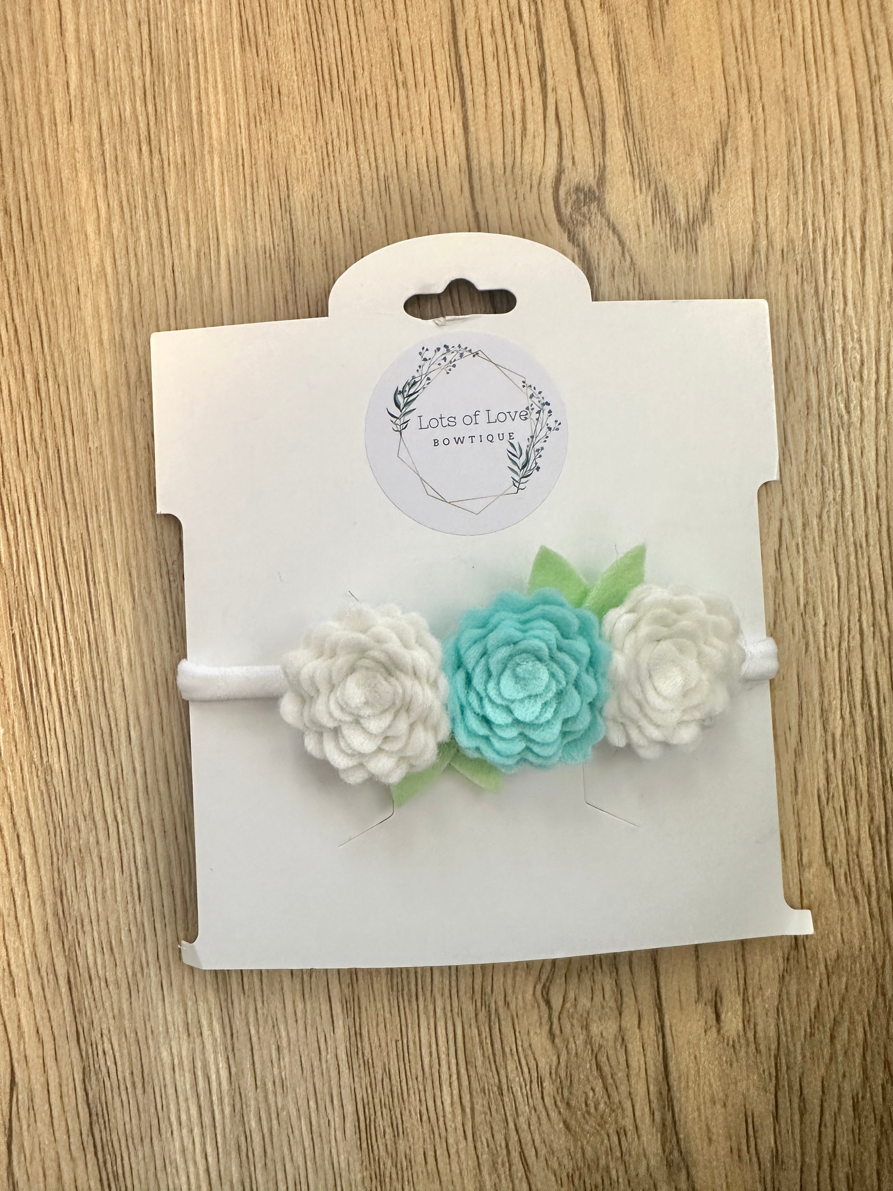 Small Aqua and white Headband