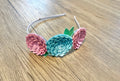 Pink and Aqua Glitter Big girl Headband