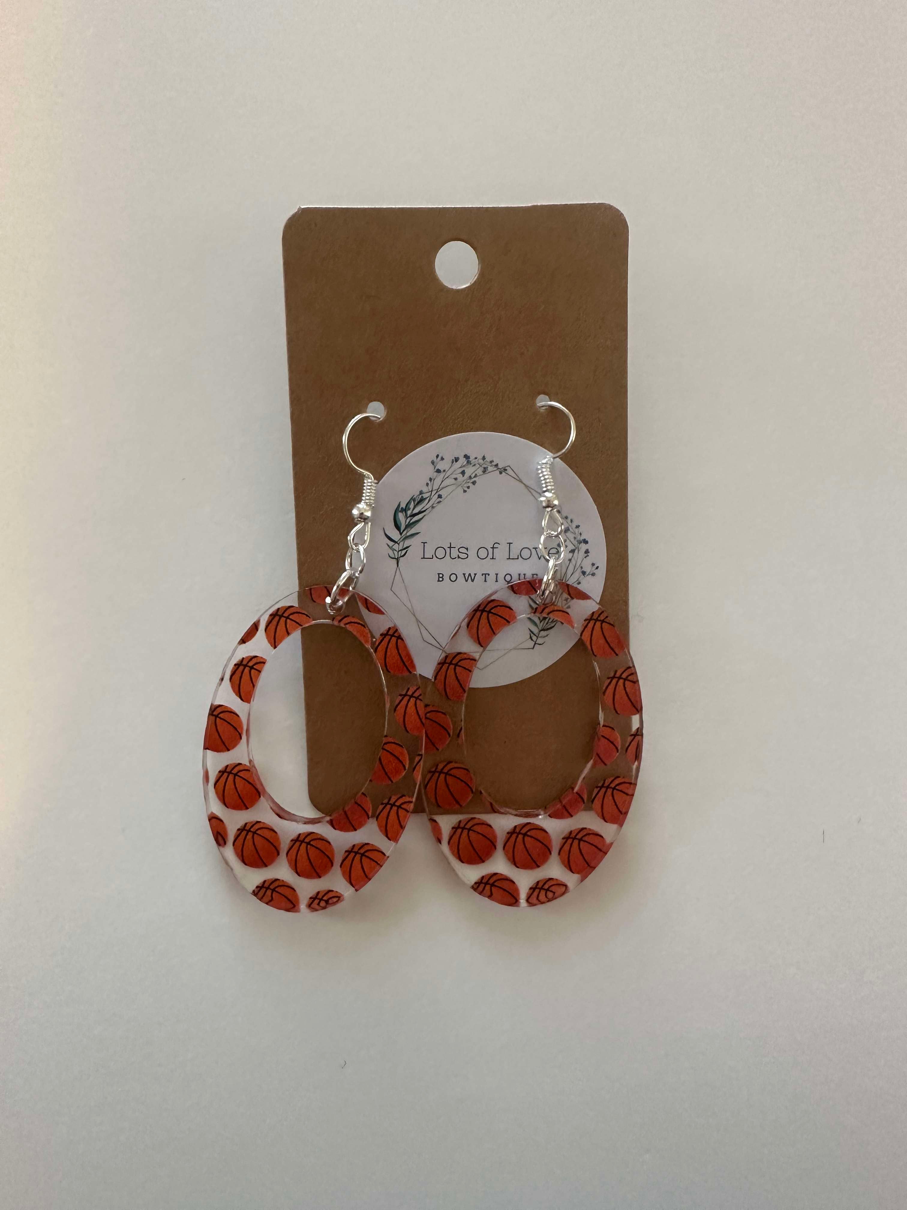 Basketball Hollow Oval Earrings
