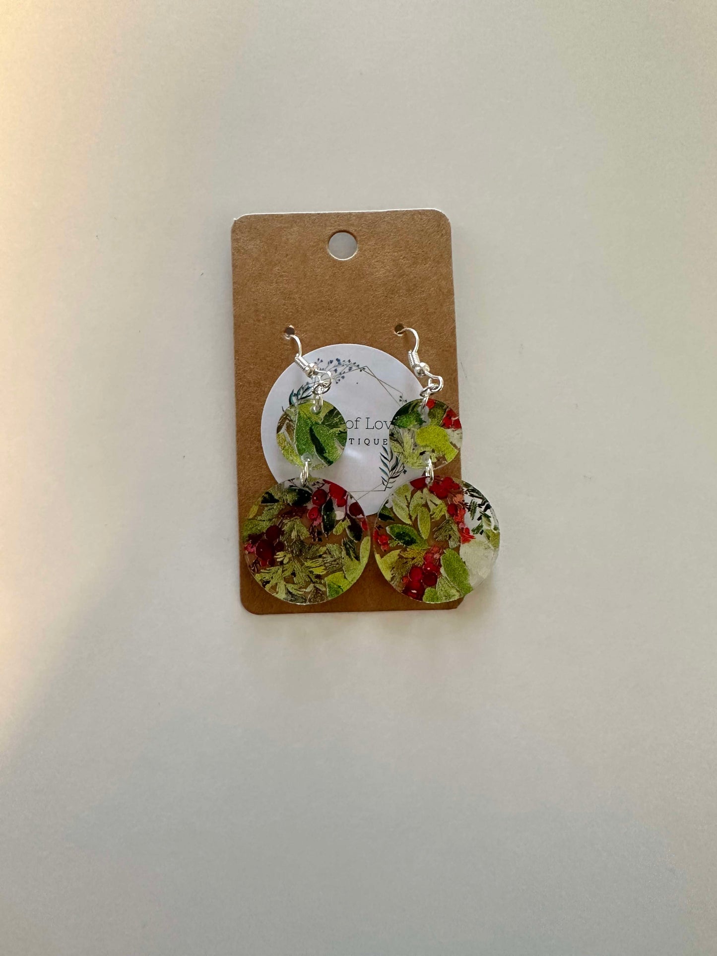 Holly Berry Circle Drop Earrings