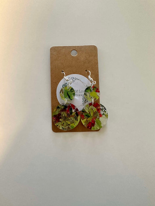 Holly Berry Circle Drop Earrings