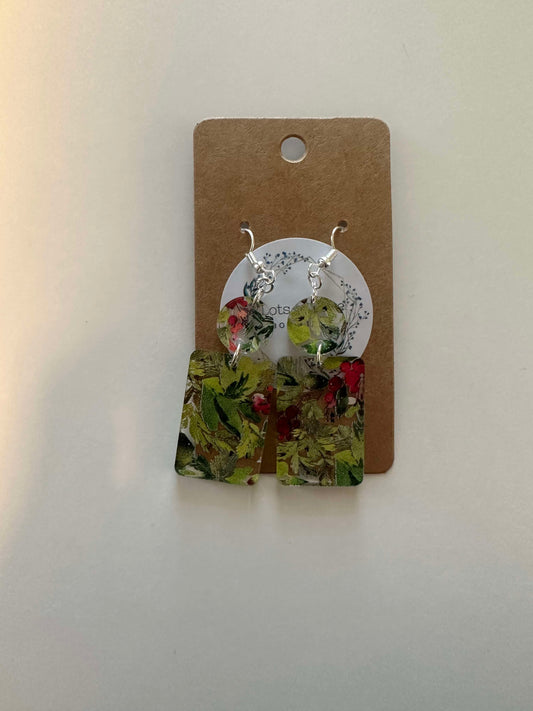 Holly Berry Rectangle Drop Earrings