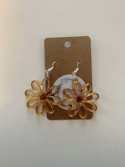 Gold Mirror Daisy Earrings