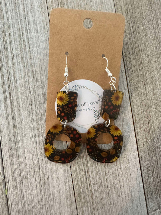 Sunflower Acrylic Short Oval Drop