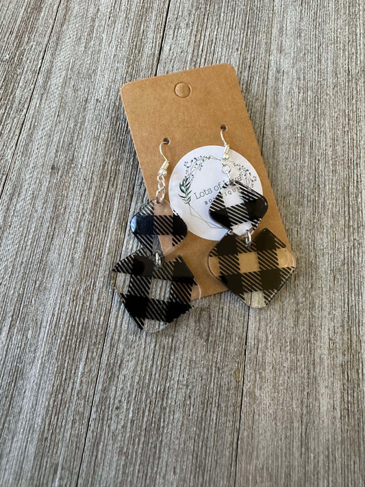 Black Plaid Diamond Drop