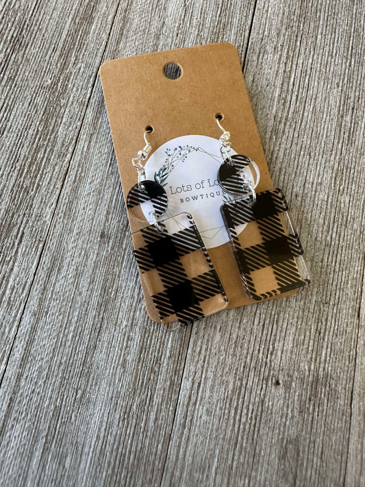 Black Plaid Rectangle Drop