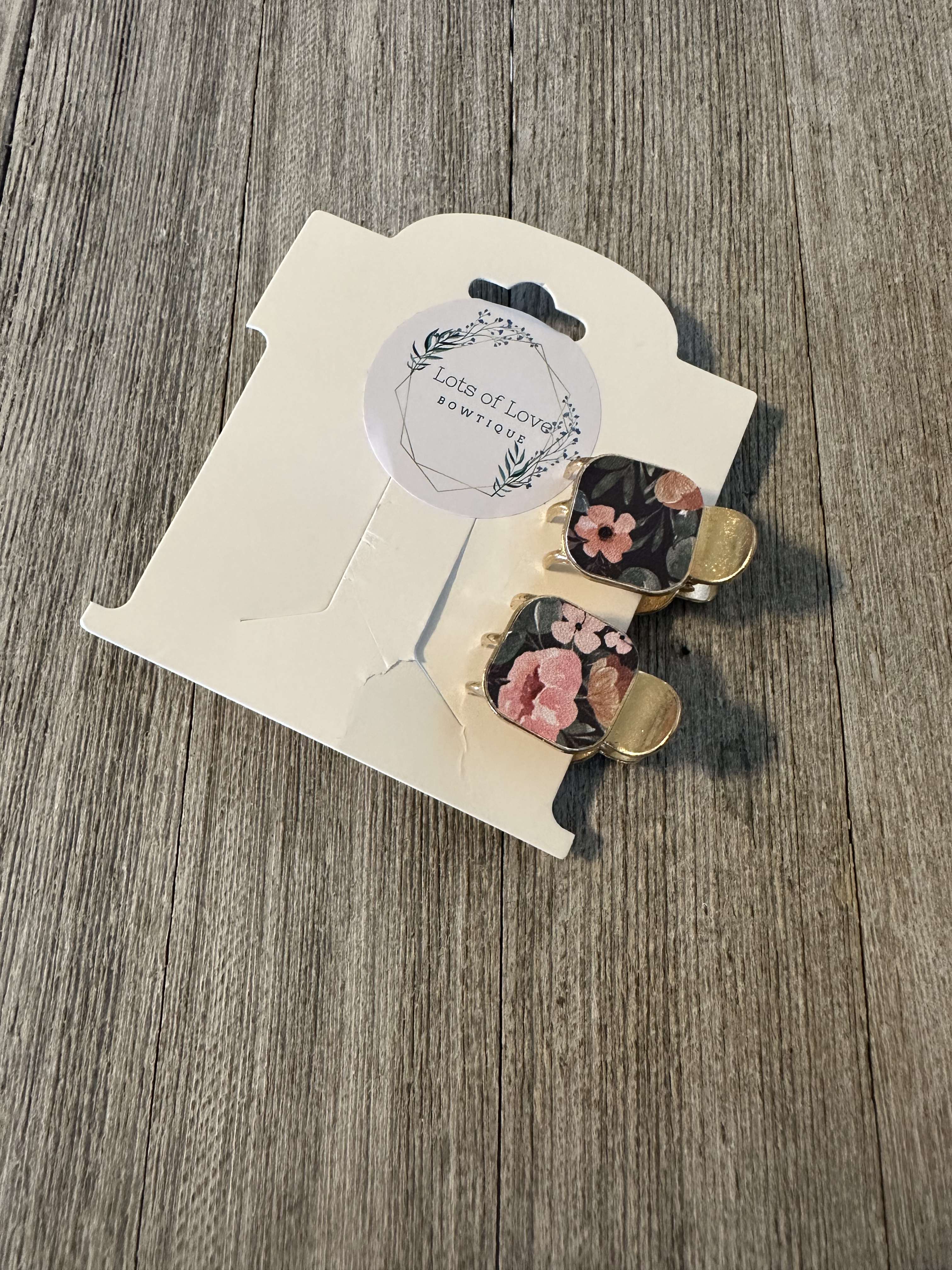 Square Dark Floral Inlay Claw Clip Set