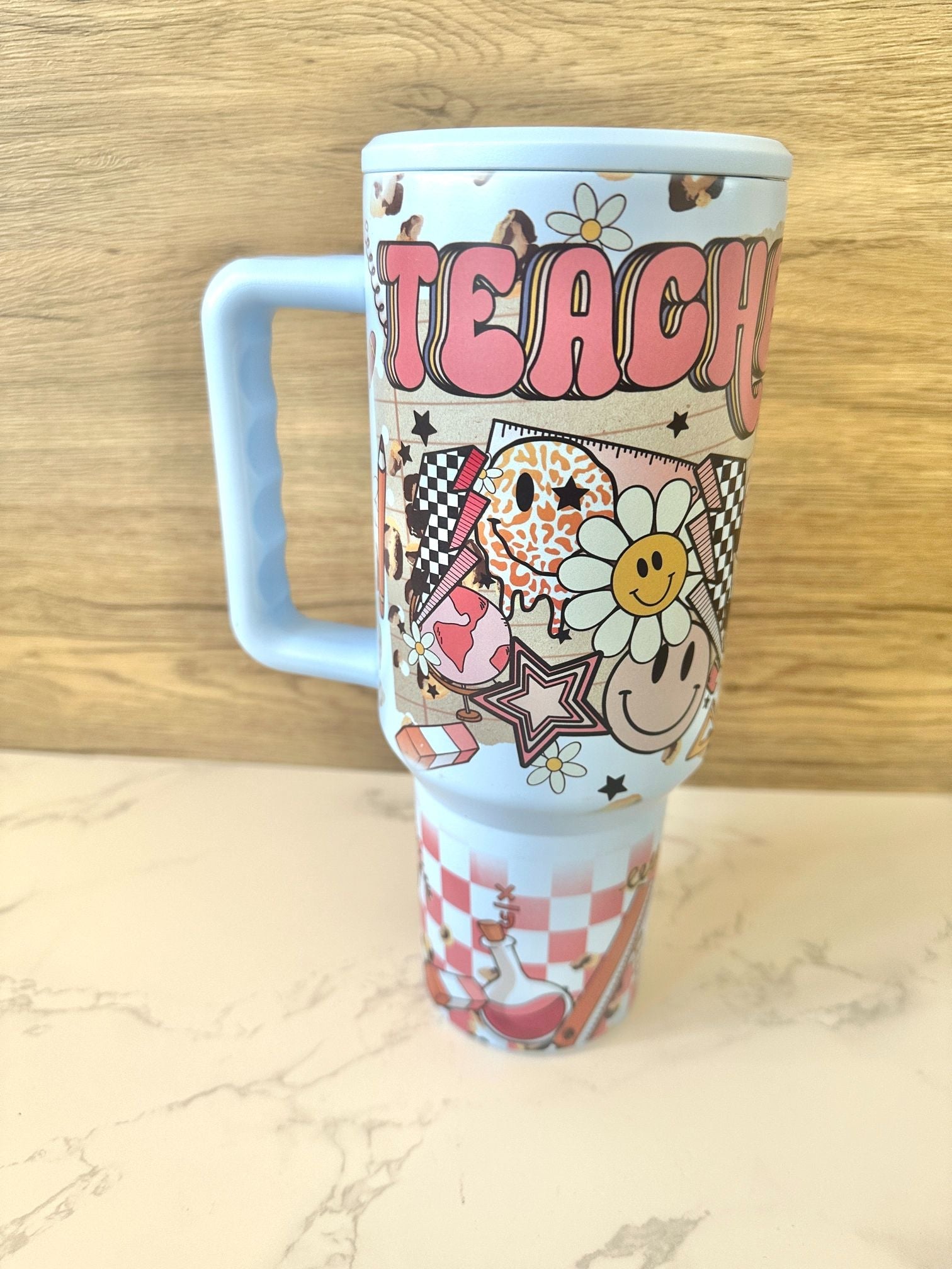 Blue Matte Checkered Teacher 3.0 40 oz