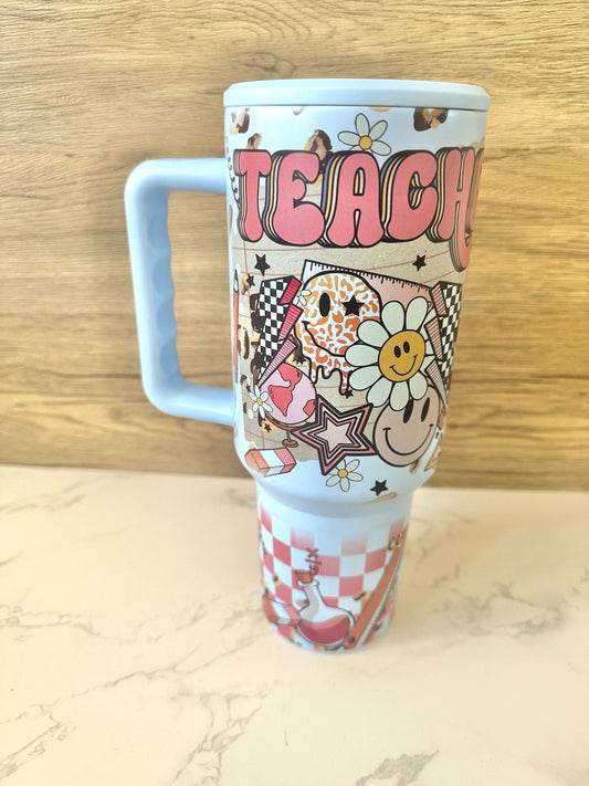 Blue Matte Checkered Teacher 3.0 40 oz