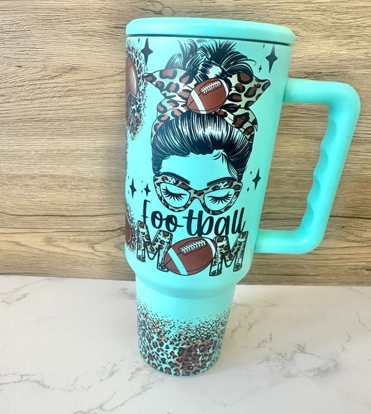 Turquoise Matte Football Mom 3.0 40 oz