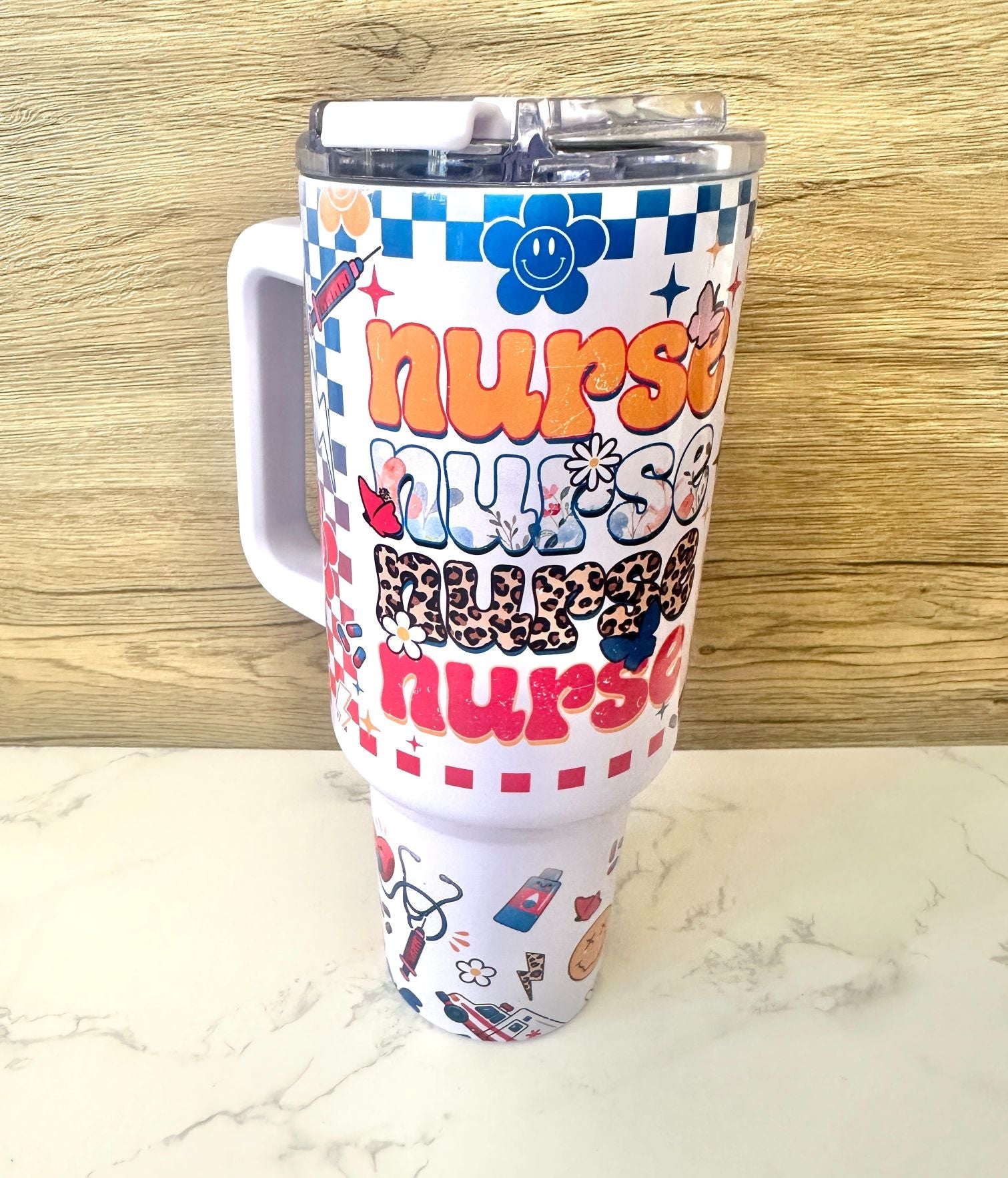 Lavender Checkered Nurse 4.0 40 oz