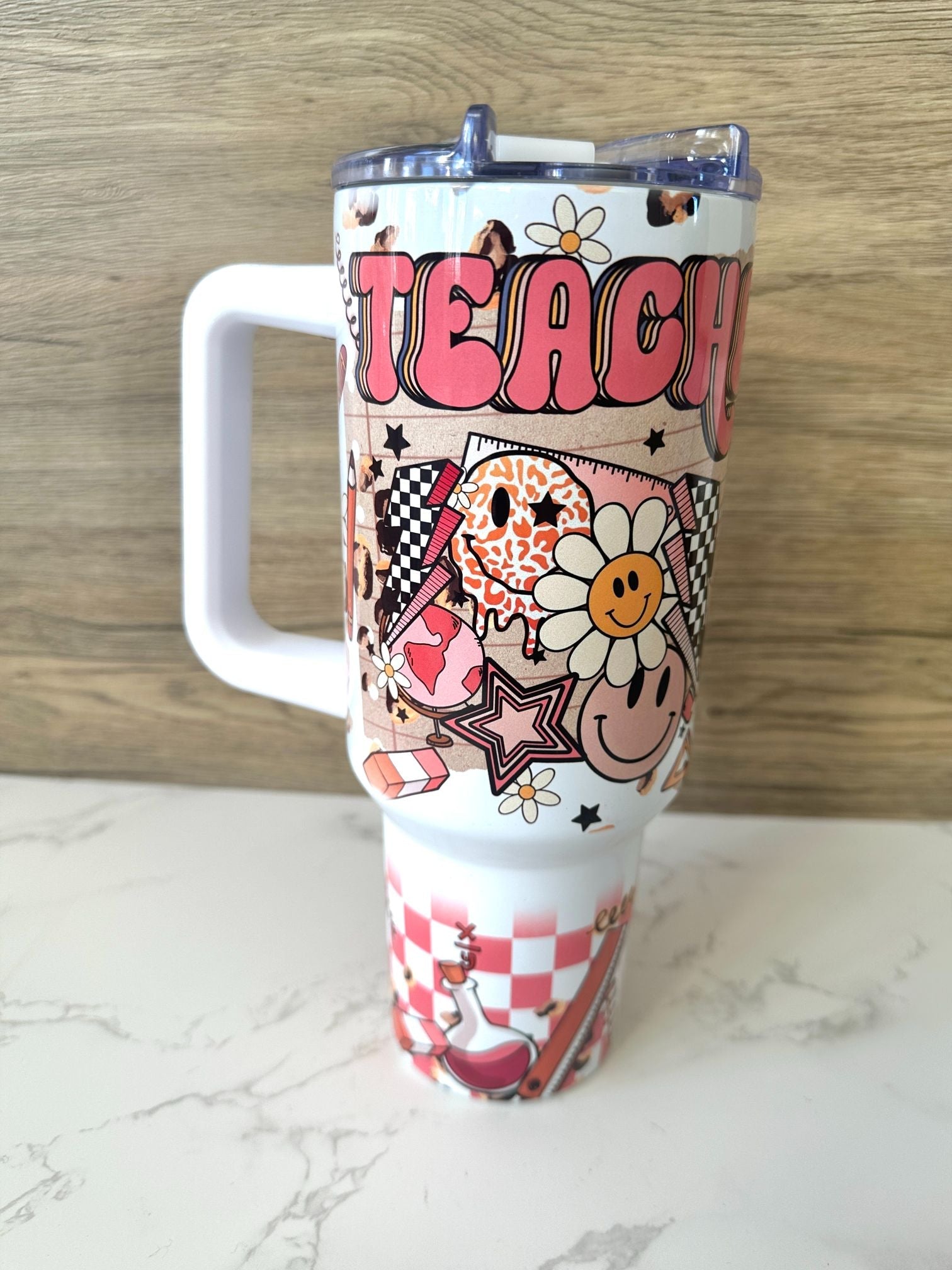 White Checkered Teacher 4.0 40 oz