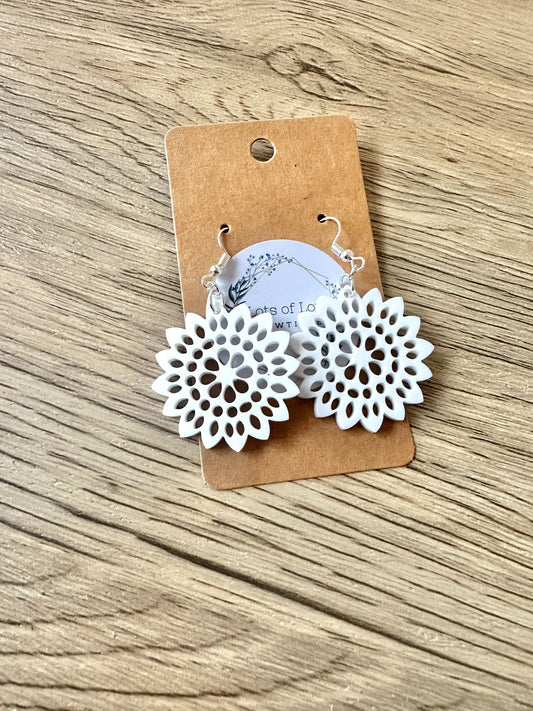 White Matte Sunburst Earrings