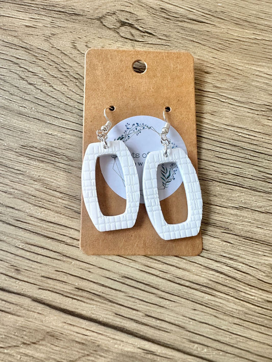 White Matte Curved Rectangle Earrings