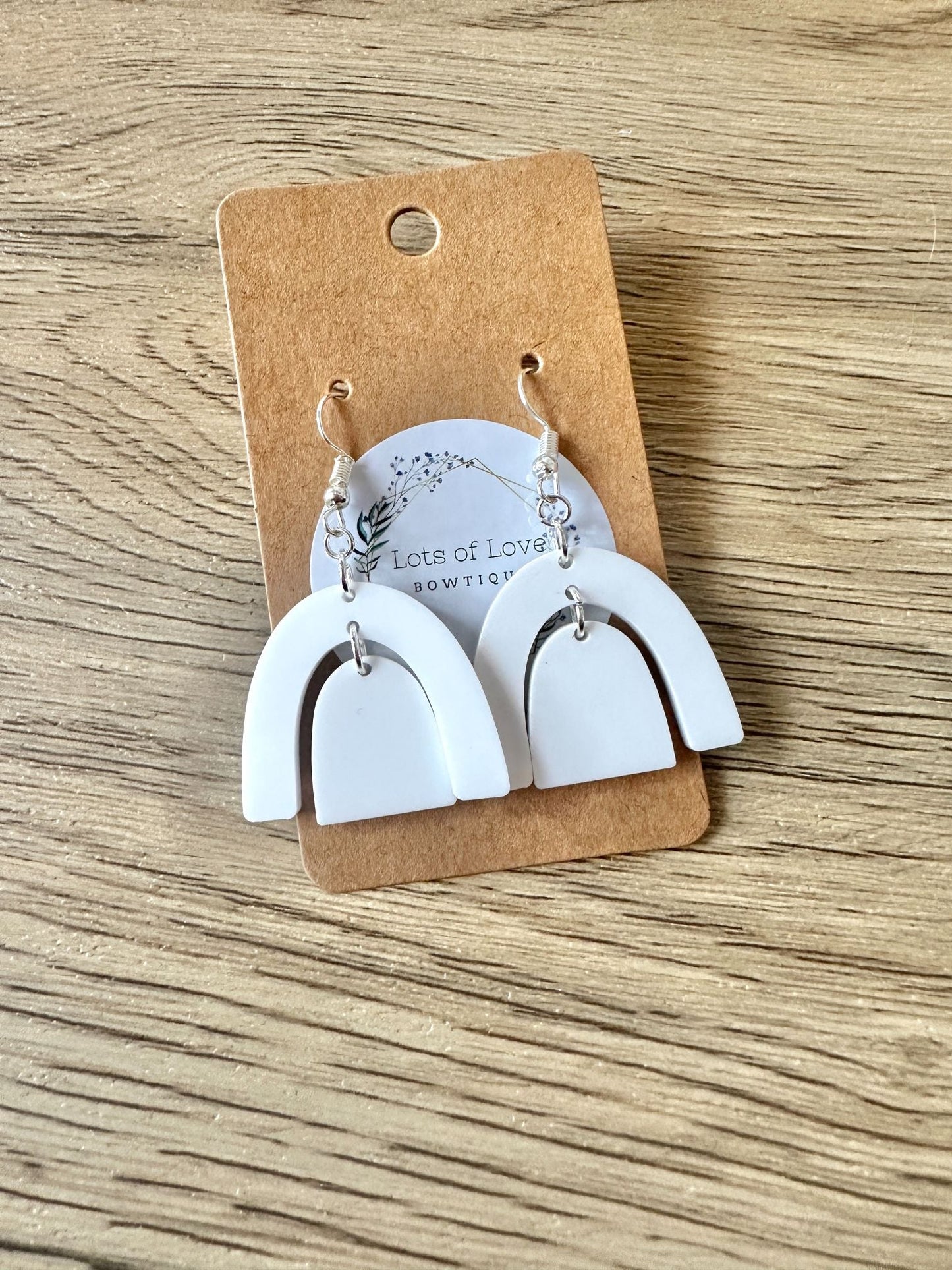 White Matte Double Arch Earrings