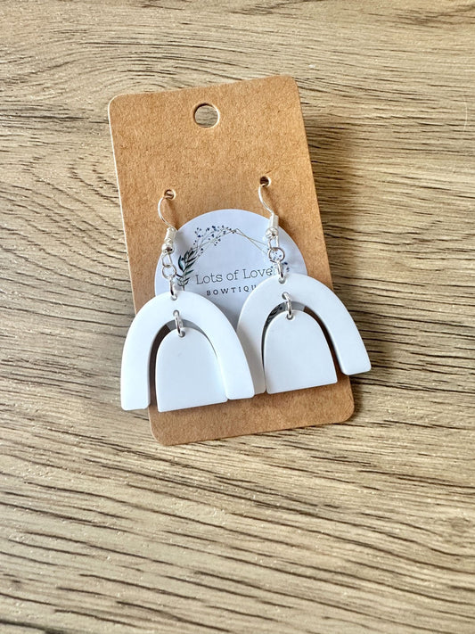 White Matte Double Arch Earrings
