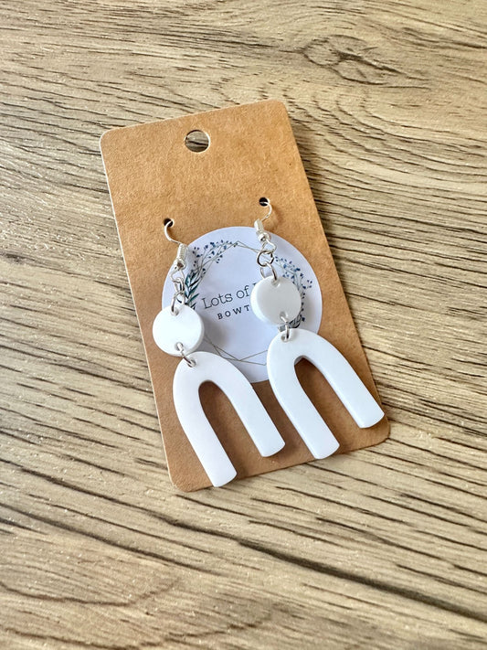 White Matte Arch Drop Earrings