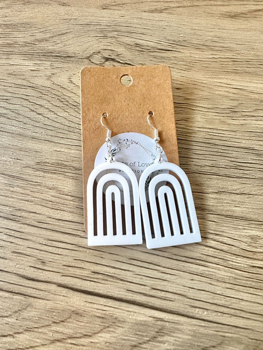 White Matte Rainbow Earrings
