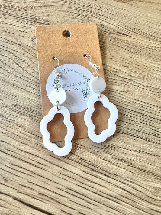 White Matte Cloud Drop Earrings