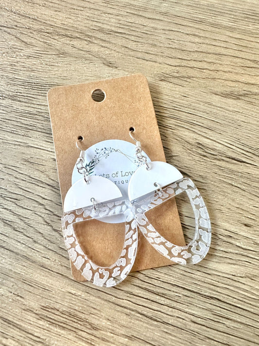 White Leopard Engraved Earrings