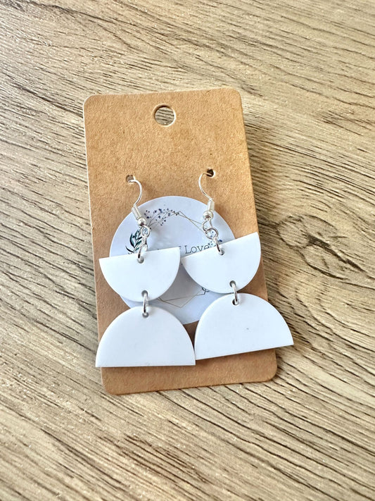 White Matte Hourglass Earrings