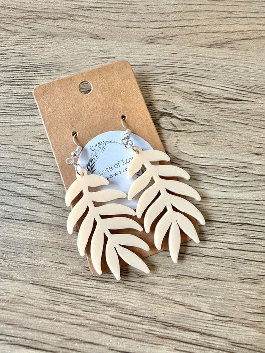 Vanilla Matte Leaf Earrings