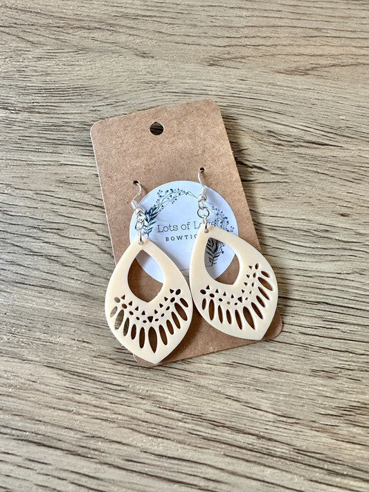Vanilla Matte Moroccan Cut out Teardrop Earrings