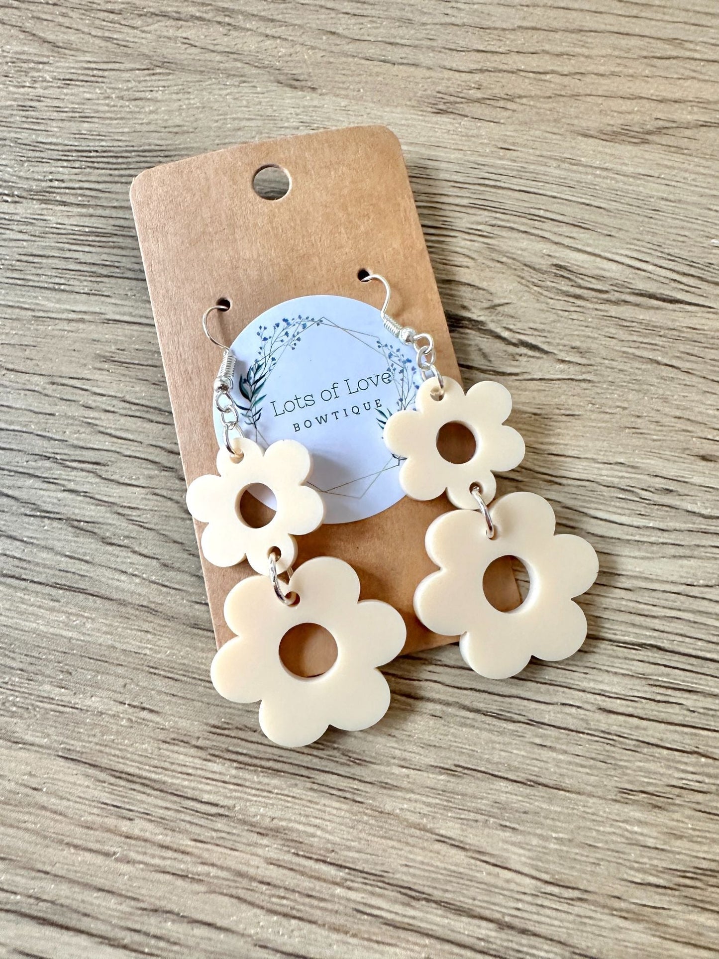 Vanilla Matte Double Daisy Earrings
