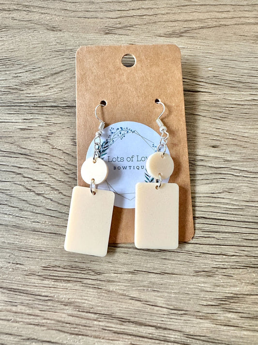 Vanilla Matte Rectangle Drop Earrings