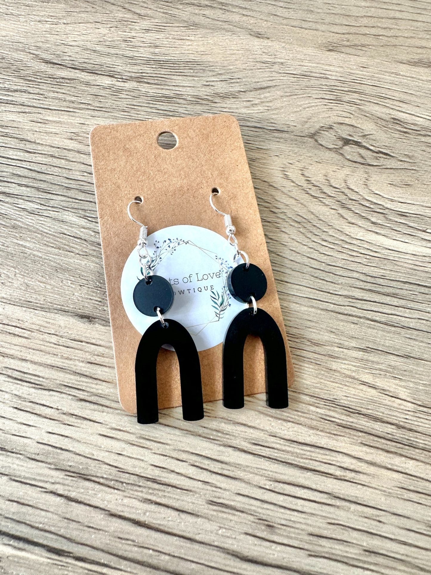 Black Matte Arch Drop Earrings
