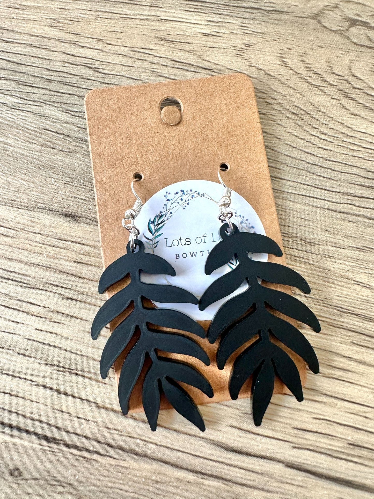 Black Matte Leaf Earrings