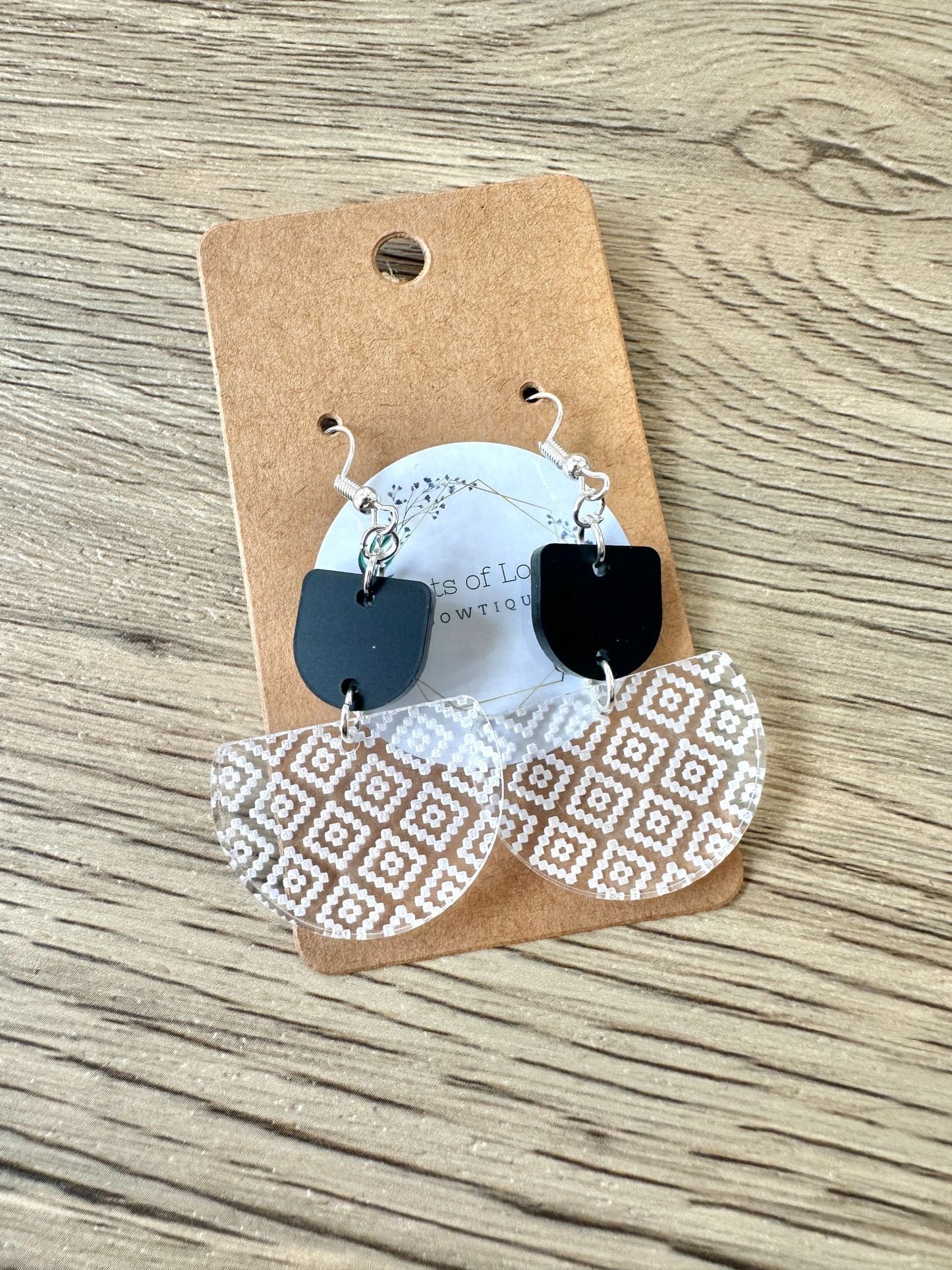 Black Matte Aztec Engraved Earrrings