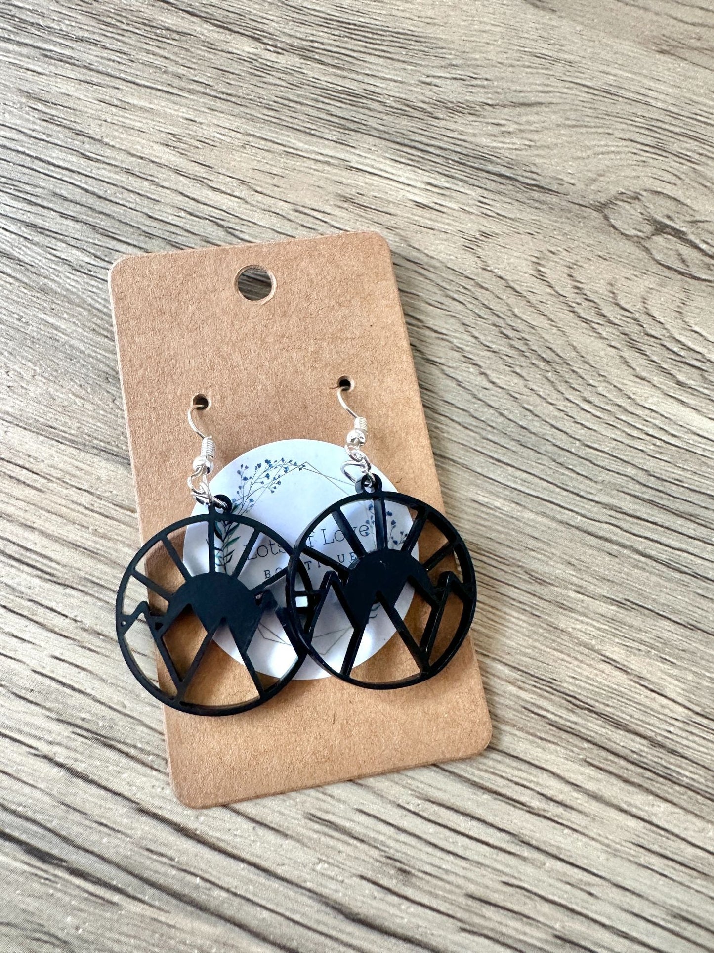 Black Matte Mini Filled Sun Mountain Earrings