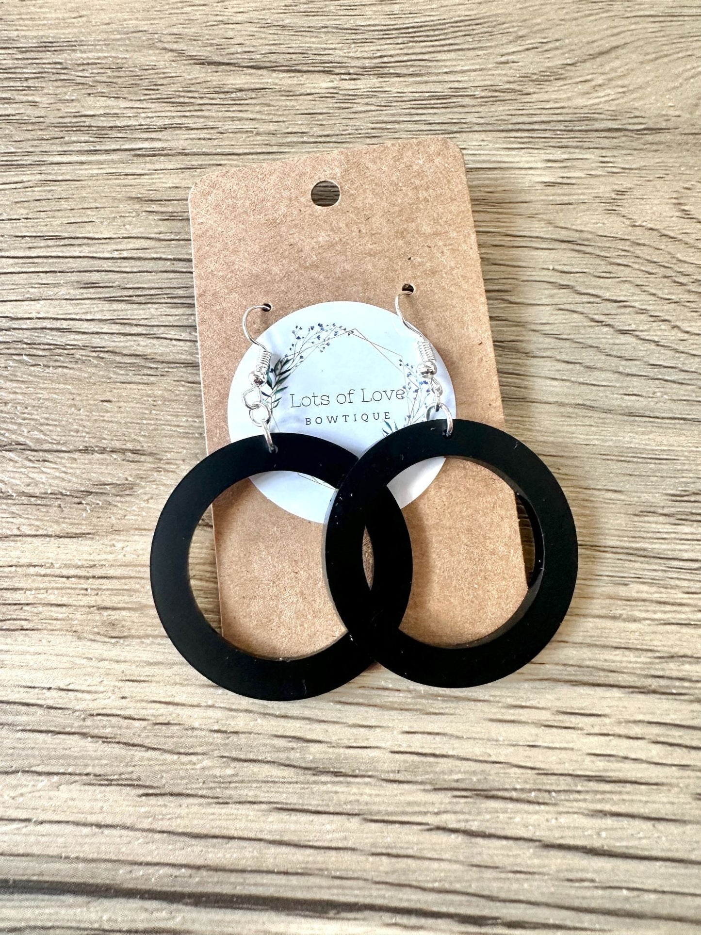 Black Matte Simple Circle Earrings