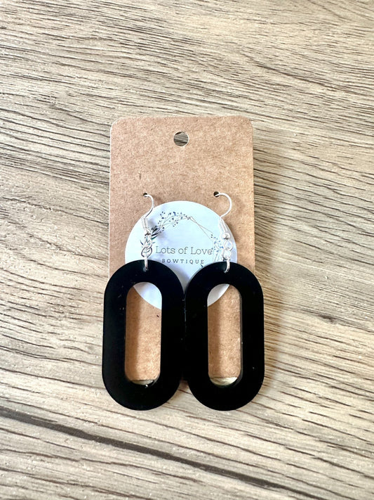 Black Matte Simple Oval Earrings