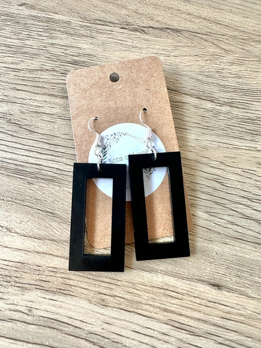 Black Matte Simple Rectangle Earrings