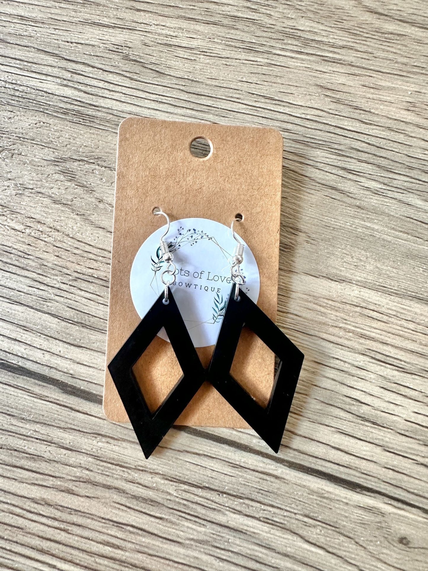 Black Matte Simple Diamond Earrings