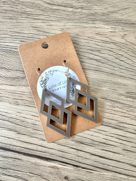 Brown Matte Stacked Diamond Earrings