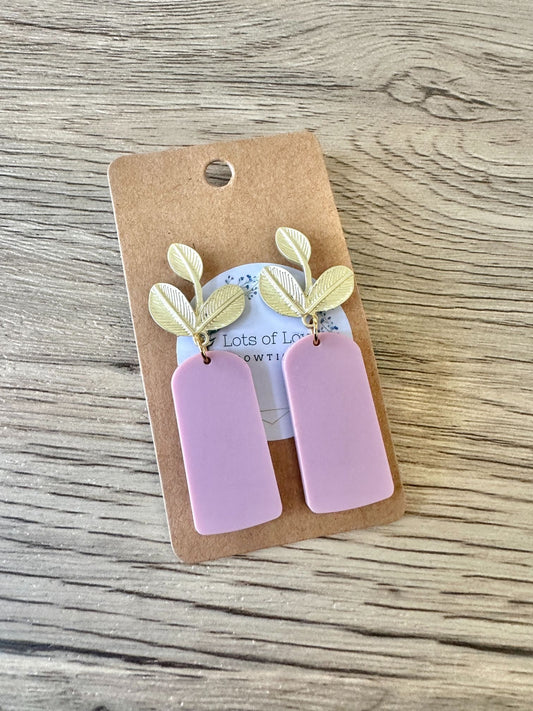 Matte Dusty Rose Gold Leaf Arch Stud Drop Earrings